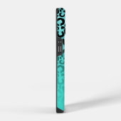 Helles Türkis Leopard Ombre Monogramm iPhone Hülle (Rechte Seite)