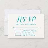 Helles Türkis Painted Ombre RSVP Karte (Vorderseite)