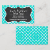 Helles Türkis Quatrefoil; Halbbrett-Look Visitenkarte (Vorne/Hinten)