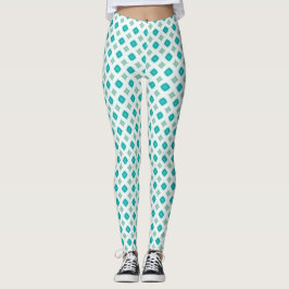 Helles Türkis und Weiß Geometrisches Ogee-Muster Leggings