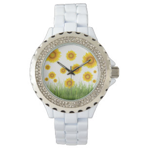 Helles und elegantes Sonnenblumendesign Armbanduhr