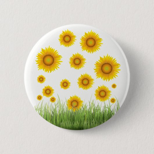 Helles und elegantes Sonnenblumendesign Button (Vorderseite)