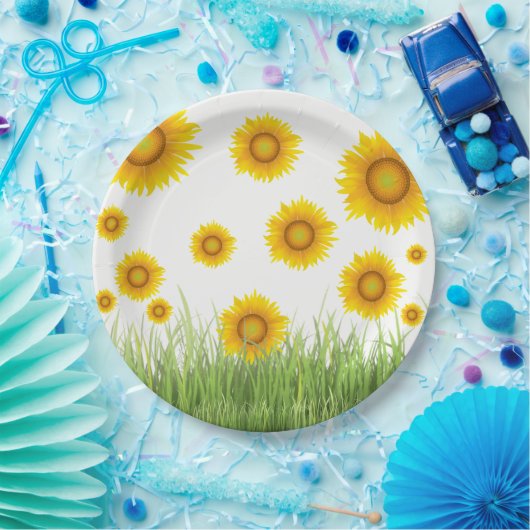 Helles und elegantes Sonnenblumendesign Pappteller (Party)