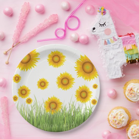 Helles und elegantes Sonnenblumendesign Pappteller (Party)