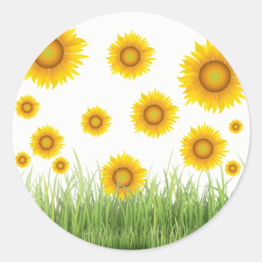 Helles und elegantes Sonnenblumendesign Runder Aufkleber (Vorderseite)