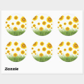 Helles und elegantes Sonnenblumendesign Runder Aufkleber (Blatt)