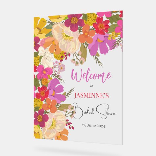 Helles und farbenfroher Garten Brautparty Acrylschild (Winkel)