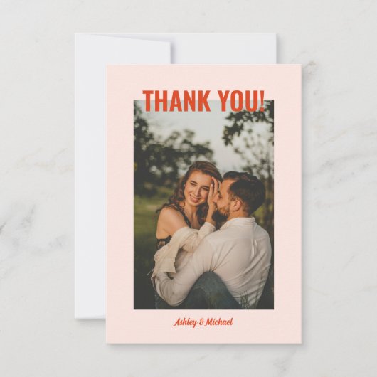 Helles und farbenfrohes Retro-Hochzeitssemble Foto Dankeskarte (Vorderseite)