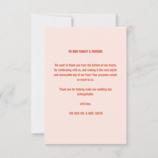 Helles und farbenfrohes Retro-Hochzeitssemble Foto Dankeskarte (Rückseite)