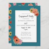 Helles und feines Aquamarines blaues Blumenmotiv-P Einladung (Vorne/Hinten)