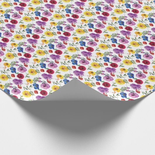 Helles und feines Blumengeschenk für Wasserfarben Geschenkpapier (Ecke)