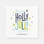 Helles und festliches "Holly Jolly" Weihnachten Serviette (Vorderseite)