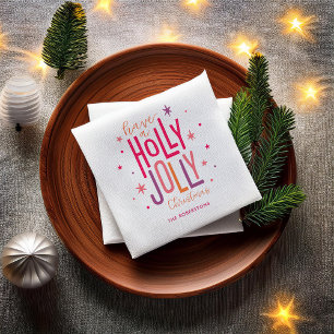 Helles und festliches "Holly Jolly" Weihnachten Serviette