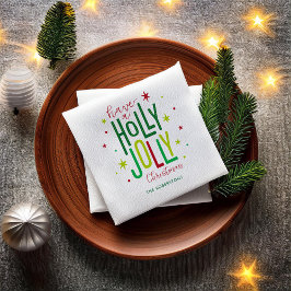 Helles und festliches "Holly Jolly" Weihnachten Serviette
