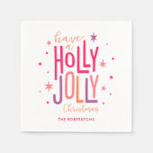 Helles und festliches "Holly Jolly" Weihnachten Serviette (Vorderseite)