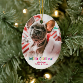 Helles und fröhliches Weihnachts-Foto Keramik Ornament