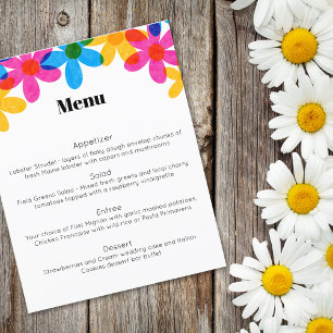Helles und kühnes Hippie-Blume Frühjahrsmenü Flyer