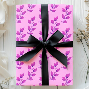 Helles und launisches rosa Wasserfarben-Botanik-Bl Geschenkpapier Set