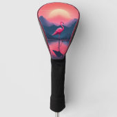 Helles und lebendiges modernes Sunset Flamingo Golf Headcover (Vorderseite)