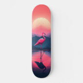 Helles und lebendiges modernes Sunset Flamingo Skateboard (Vorderseite)