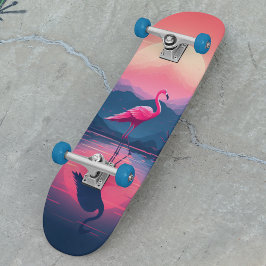 Helles und lebendiges modernes Sunset Flamingo Skateboard