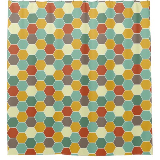 Helles und mutiges Bienenwaben-Muster Duschvorhang (Vorderseite)