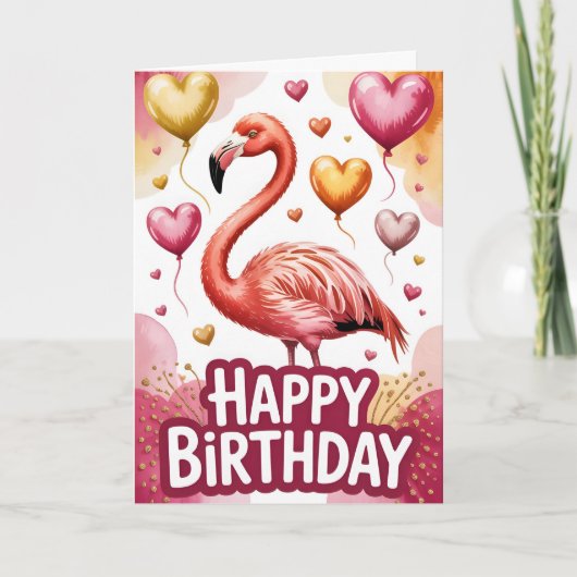 Helles und süßes Flamingo-Geburtstagsbild Karte (Vorderseite)