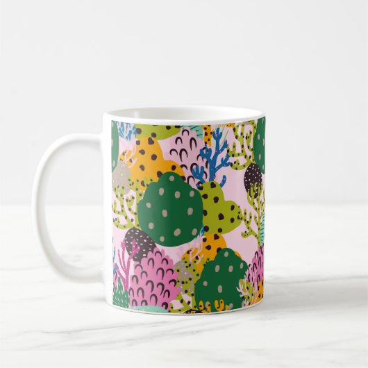 Helles Unterwasser-Illustrationsmuster mit schön Kaffeetasse (Links)