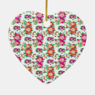 Helles Vintage-Blumenmuster Keramik Ornament