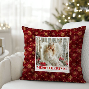 Helles Vintage-Engel Rot und Gold Feiertags-Kissen Kissen