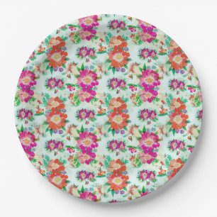 Helles Vintages Blumenmuster Pappteller