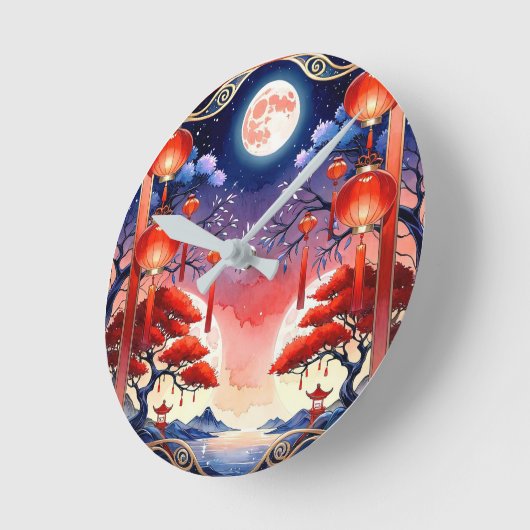 Helles Vollmond Runde Wanduhr (Winkel)