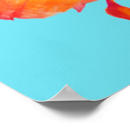 Helles Wasser Orange Blume - Aqua Poster (Ecke)