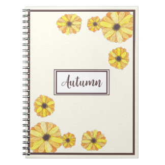 Helles Watercolor Herbst-Blumenbuch Notizblock