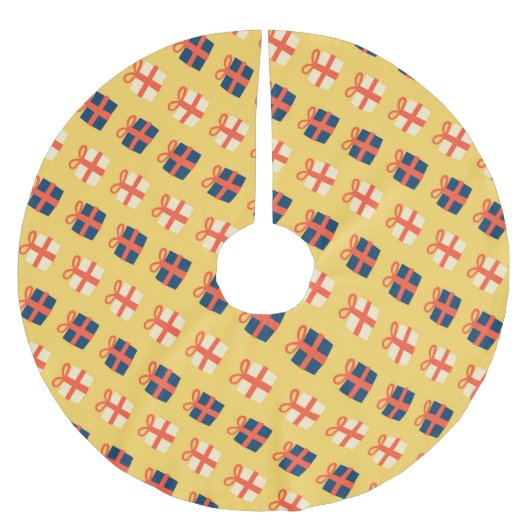 Helles Weihnachtsgeschenke Muster Polyester Weihnachtsbaumdecke (Vorderseite)