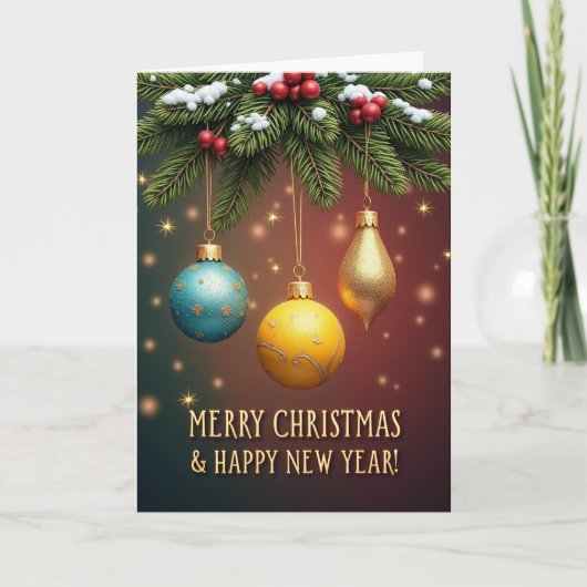Helles Weihnachtsornament Bokeh Karte (Vorderseite)