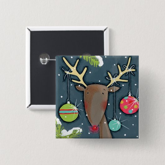 Helles Weihnachtsren Button (Vorne & Hinten)