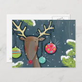 Helles Weihnachtsren Feiertagspostkarte (Vorne/Hinten)