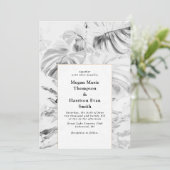 Helles weißes tropisches Monstera Hochzeit Einladu Einladung (Stehend Vorderseite)