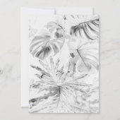Helles weißes tropisches Monstera Hochzeit Einladu Einladung (Rückseite)