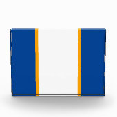 Helles, weißes Zentrum Gelber Streifen Tiefe blaue Fotoblock (Vorderseite)