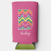 Helles Zickzack Muster, kundenspezifisches Monogra Selters Dosenkühler (Vorderseite)
