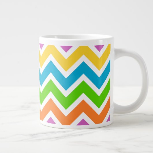 Helles Zickzack Regenbogenmuster Jumbo-Tasse (Rechts)