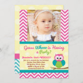 Helles Zickzack Schüssel (Foto) Geburtstag Einladu Einladung (Vorne/Hinten)