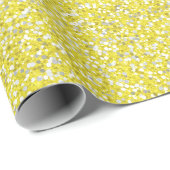 Helles Zitronengelb Glitzern Weiß Glitter Muster Geschenkpapier (Rolleneckpunkt)