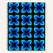 Helles, zweifarbiges, blaues Blume-Muster Notizblock (Vorderseite)