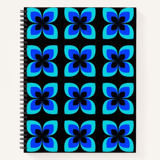 Helles, zweifarbiges, blaues Blume-Muster Notizblock (Vorderseite)