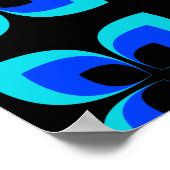 Helles, zweifarbiges, blaues Blume-Muster Poster (Ecke)