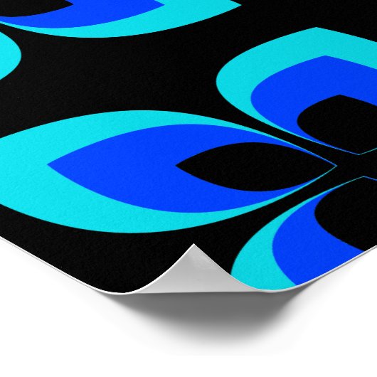 Helles, zweifarbiges, blaues Blume-Muster Poster (Ecke)