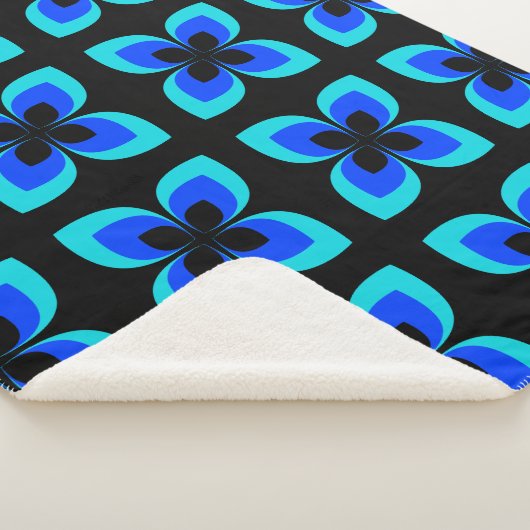 Helles, zweifarbiges, blaues Blume-Muster Sherpadecke (3/4)